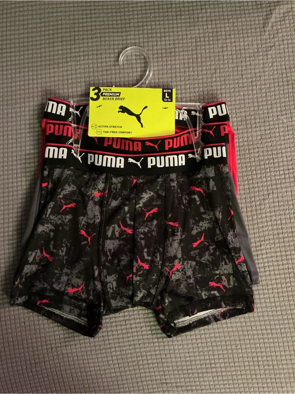 Puma Men's 3-Pack Boxer Briefs - Black with Red Accents